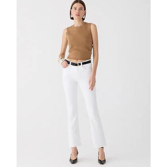 J Crew 9" Demi Boot Crop White Wash Denim Jeans US Women's 27 New - Picture 1 of 10